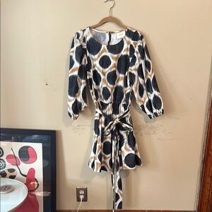 Maeve Black and Brown Long Sleeve Dress